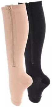 C2 techwear 2 Двойки Компрессионных чорапи с цип с отворени пръсти | Подобряване на кръвообращението | Удобни за ежедневна употреба и пътувания