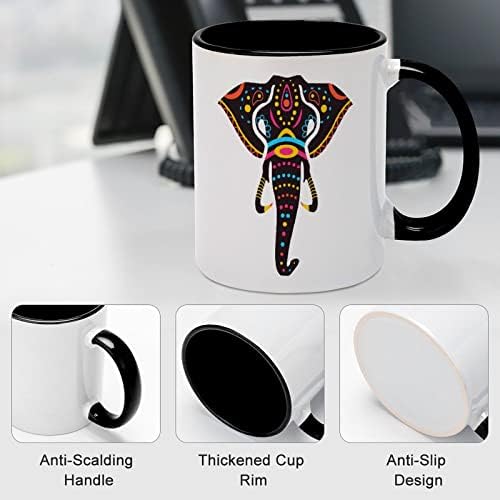 Индийски Слон Керамична Чаша Creative Black Вътрешна Кафеена Чаша Със Здрава Дръжка Чаши Уникални Подаръци