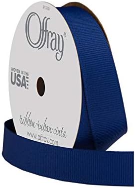 Лентата Offray 362341 Ширина 5/8 инча в голям рубчик, Century Blue, 6 Ярда