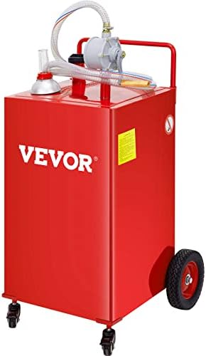 VEVOR Fuel Caddy, 35 Литра, Газова бутилка на 4 колела, с Ръчно Перекачивающим помпа, Контейнер за бензин и Дизелово гориво за Автомобили, Косачки, Atv, Лодки и много Други, Червен