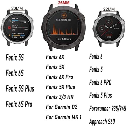 BUDAY 26 20 22 ММ Силикон Быстроразъемный Каишка за часовник Каишка за Garmin Fenix 6X 7X Watch Easyfit Каишка за Китката