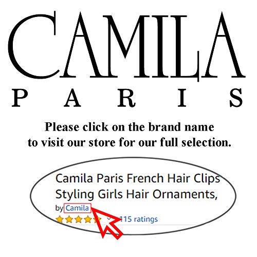 Camila Paris CP2244 Френска Шнола за коса за момичета, черно-бяла ръчна работа, Автоматично Фиби за коса със силен припадък за жени, Нескользящие и трайни Аксесоари за стайлинг на коса за момичета, произведено във Франция