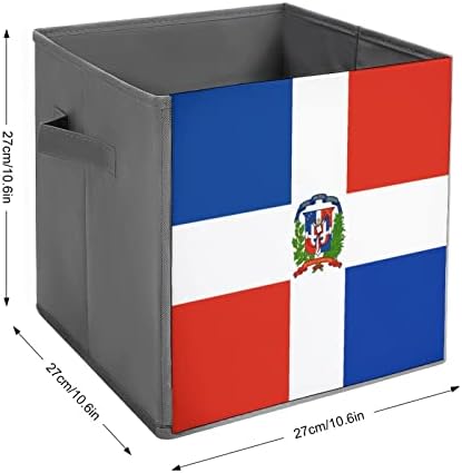 Флаг Доминики Изкуствена Кожа Сгъваеми Кутии За Съхранение Платно Куб Организатор Кошница с Дръжка